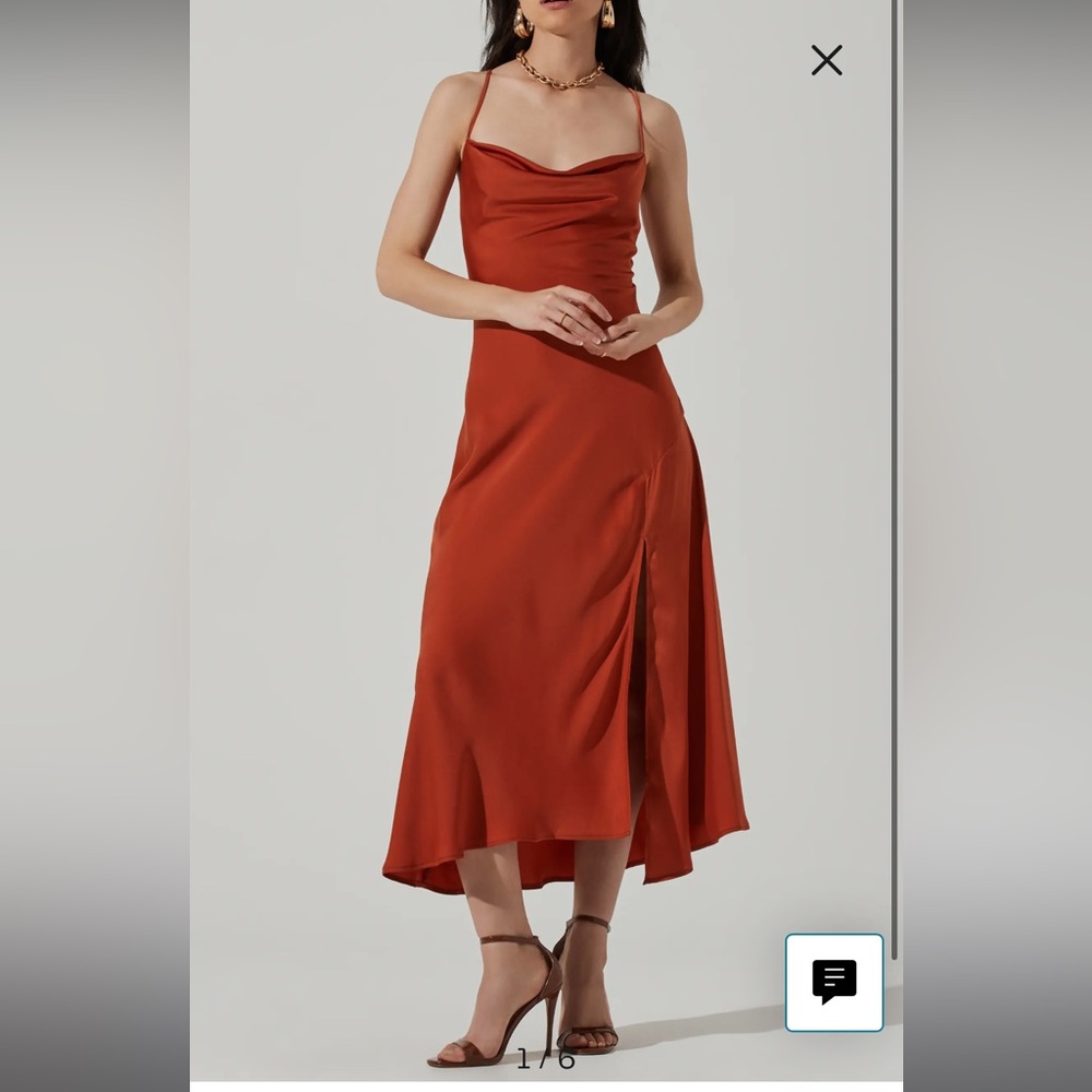 ASTR The Label Gaia dress in rust